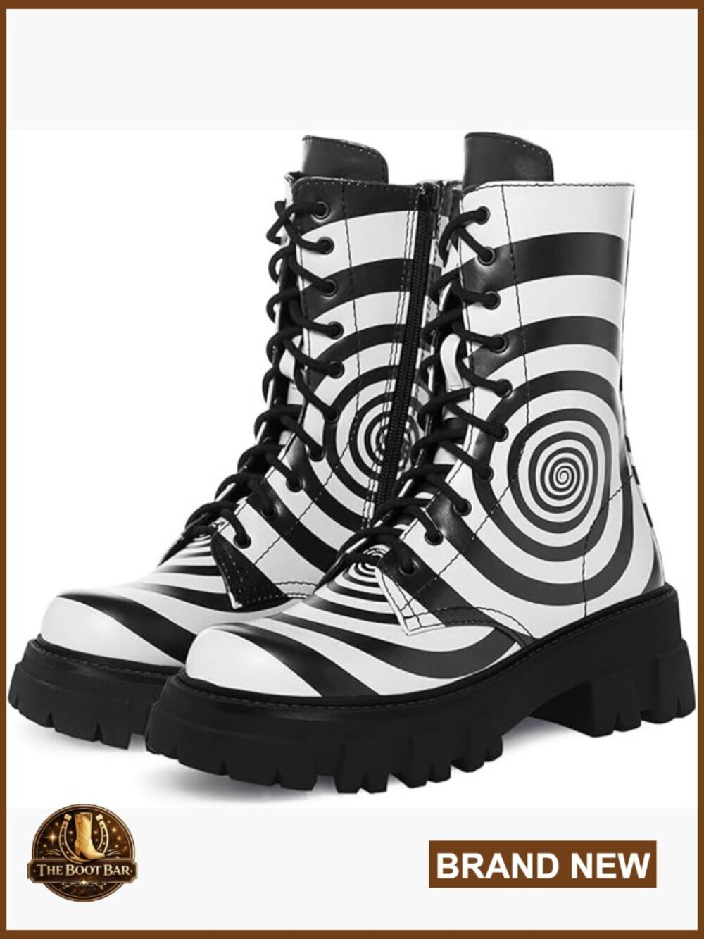 Combat Boot Zebra Platform Ankle Lace-Up Zip
